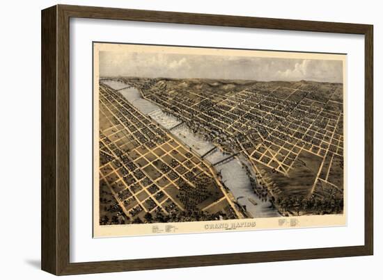 1868, Grand Rapids Bird's Eye View, Michigan, United States-null-Framed Giclee Print