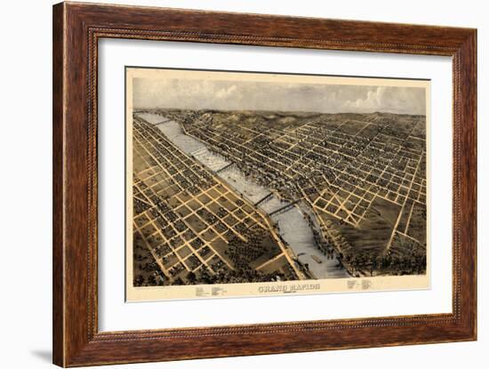 1868, Grand Rapids Bird's Eye View, Michigan, United States-null-Framed Giclee Print