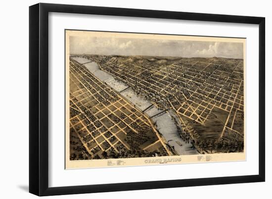 1868, Grand Rapids Bird's Eye View, Michigan, United States-null-Framed Giclee Print