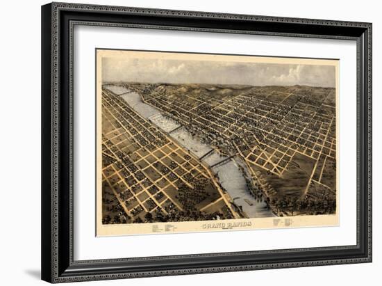 1868, Grand Rapids Bird's Eye View, Michigan, United States-null-Framed Giclee Print