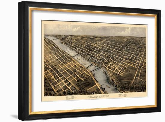 1868, Grand Rapids Bird's Eye View, Michigan, United States-null-Framed Giclee Print