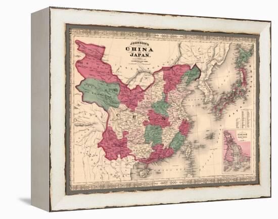 1868 Map of China and Japan, Showing Provincial Boundaries-null-Framed Stretched Canvas