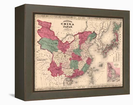 1868 Map of China and Japan, Showing Provincial Boundaries-null-Framed Stretched Canvas