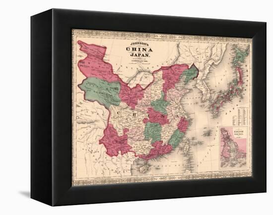 1868 Map of China and Japan, Showing Provincial Boundaries-null-Framed Stretched Canvas