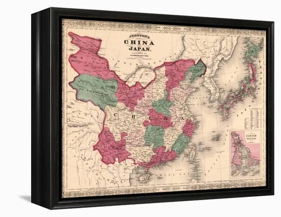 1868 Map of China and Japan, Showing Provincial Boundaries-null-Framed Stretched Canvas