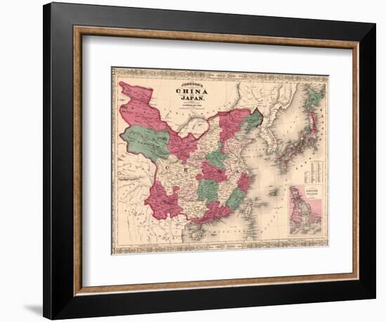 1868 Map of China and Japan, Showing Provincial Boundaries-null-Framed Art Print