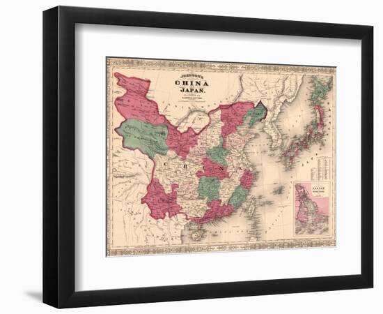 1868 Map of China and Japan, Showing Provincial Boundaries-null-Framed Art Print