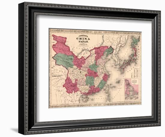 1868 Map of China and Japan, Showing Provincial Boundaries-null-Framed Art Print