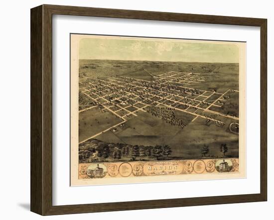 1868, Marion Bird's Eye View, Iowa, United States-null-Framed Giclee Print