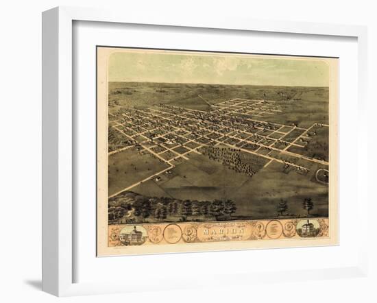 1868, Marion Bird's Eye View, Iowa, United States-null-Framed Giclee Print