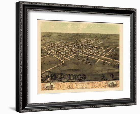 1868, Marion Bird's Eye View, Iowa, United States-null-Framed Giclee Print