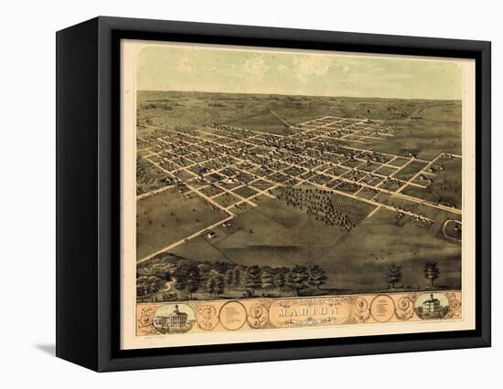 1868, Marion Bird's Eye View, Iowa, United States-null-Framed Premier Image Canvas