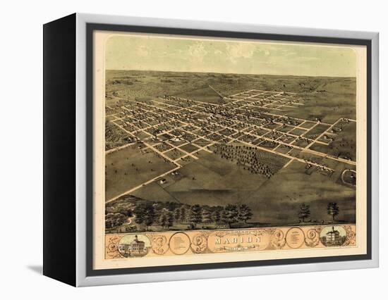 1868, Marion Bird's Eye View, Iowa, United States-null-Framed Premier Image Canvas