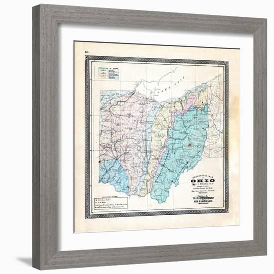 1868, State Geological Map, Ohio, United States-null-Framed Giclee Print