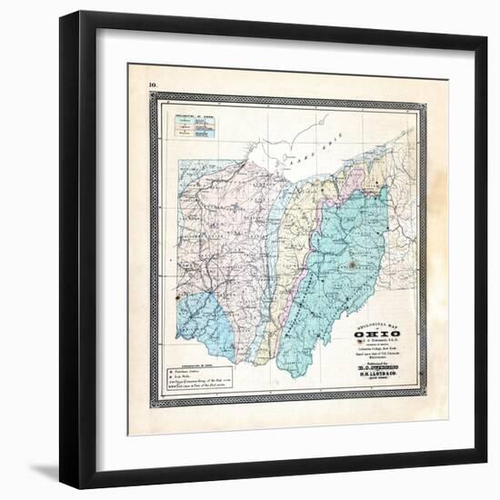 1868, State Geological Map, Ohio, United States-null-Framed Giclee Print