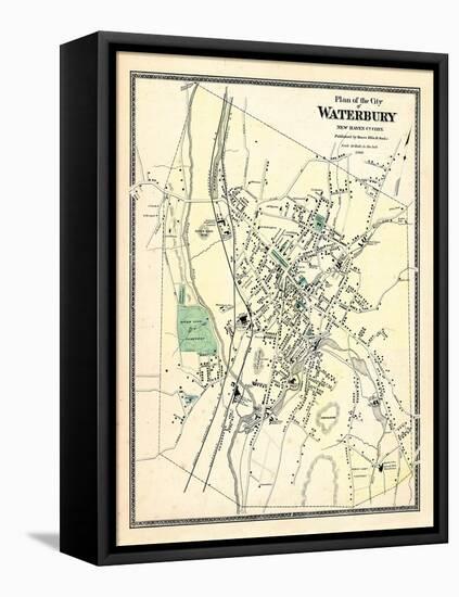 1868, Waterbury City Plan, Connecticut, United States-null-Framed Premier Image Canvas