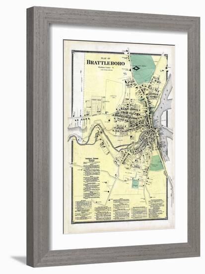 1869, Brattleboro Plan, Vermont, United States-null-Framed Giclee Print