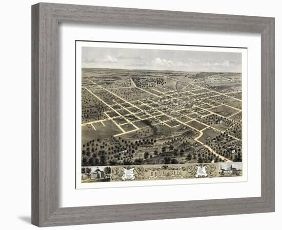 1869, Columbia Bird's Eye View, Missouri, United States-null-Framed Giclee Print