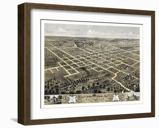 1869, Columbia Bird's Eye View, Missouri, United States-null-Framed Giclee Print