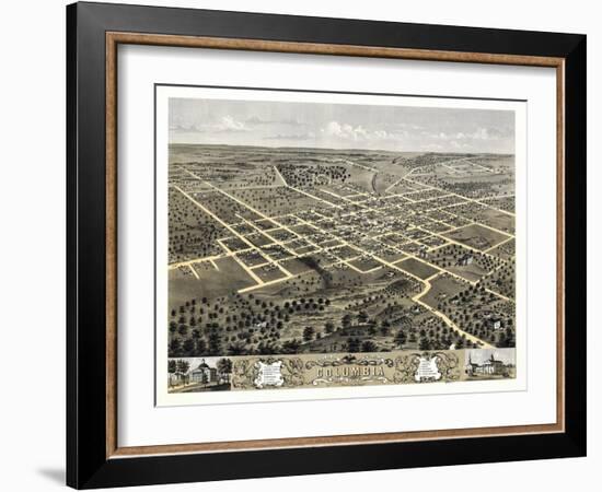 1869, Columbia Bird's Eye View, Missouri, United States-null-Framed Giclee Print