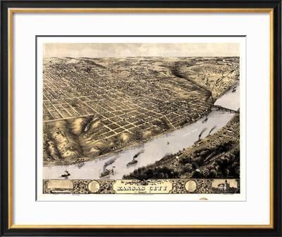 1869 Kansas City Bird S Eye View Missouri United States Giclee Print Art Com