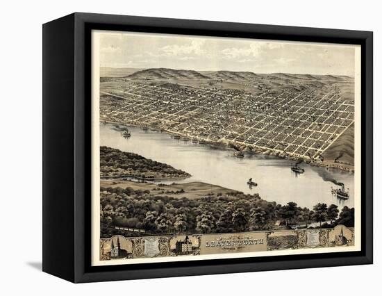 1869, Leavenworth Bird's Eye View, Kansas, United States-null-Framed Premier Image Canvas