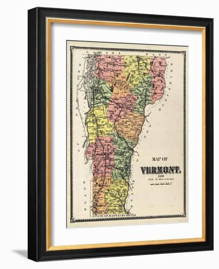 1869, Vermont Map, Vermont, United States-null-Framed Giclee Print