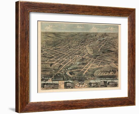 1870, Akron Bird's Eye View, Ohio, United States-null-Framed Giclee Print