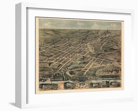 1870, Akron Bird's Eye View, Ohio, United States-null-Framed Giclee Print