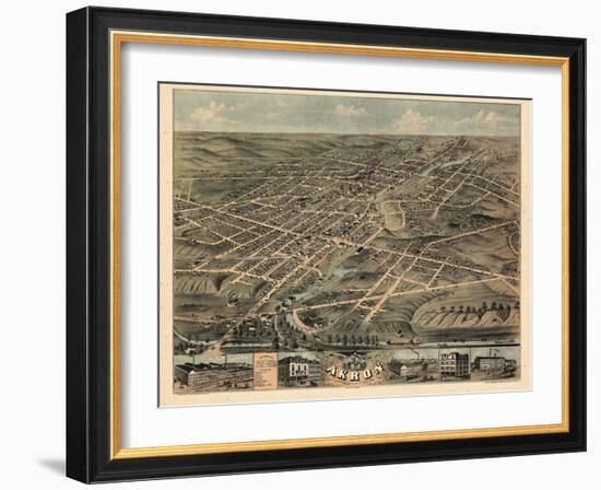 1870, Akron Bird's Eye View, Ohio, United States-null-Framed Giclee Print