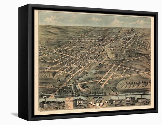 1870, Akron Bird's Eye View, Ohio, United States-null-Framed Premier Image Canvas