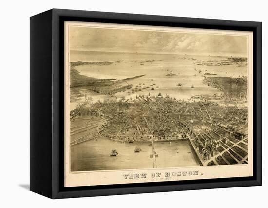 1870, Boston Bird's Eye View on July 4th, Massachusetts, United States-null-Framed Premier Image Canvas