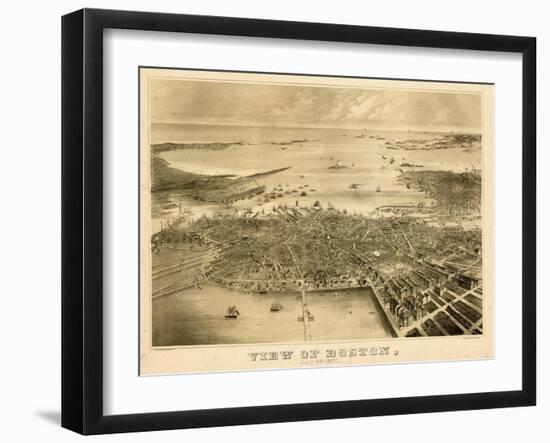 1870, Boston Bird's Eye View on July 4th, Massachusetts, United States-null-Framed Giclee Print