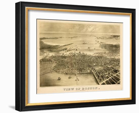 1870, Boston Bird's Eye View on July 4th, Massachusetts, United States-null-Framed Giclee Print