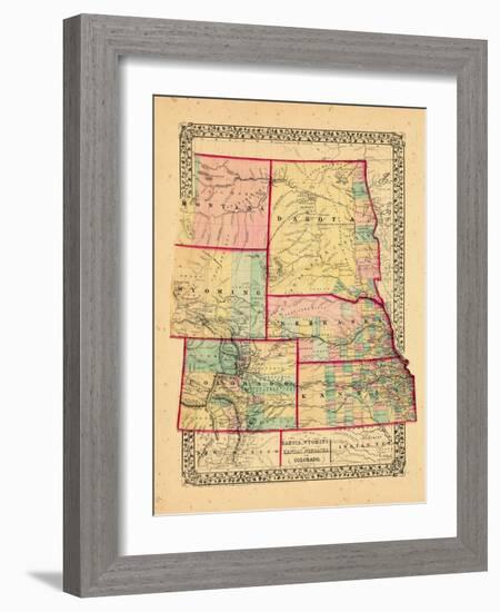 1870, Colorado, Kansas, Montana, Nebraska, North Dakota, South Dakota, Wyoming-null-Framed Giclee Print