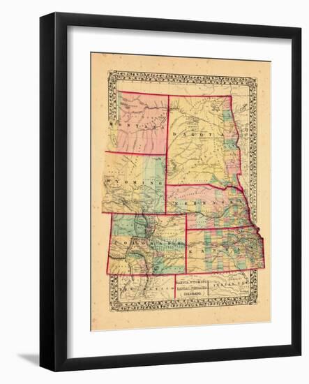 1870, Colorado, Kansas, Montana, Nebraska, North Dakota, South Dakota, Wyoming-null-Framed Giclee Print