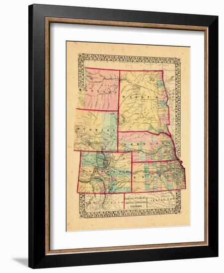 1870, Colorado, Kansas, Montana, Nebraska, North Dakota, South Dakota, Wyoming-null-Framed Giclee Print