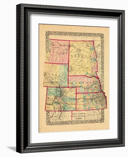 1870, Colorado, Kansas, Montana, Nebraska, North Dakota, South Dakota, Wyoming-null-Framed Giclee Print