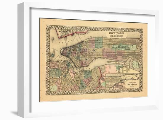 1870, New York and Brooklyn-null-Framed Giclee Print