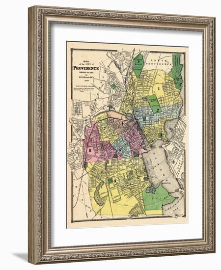 1870, Providence City Map, Rhode Island, United States-null-Framed Giclee Print