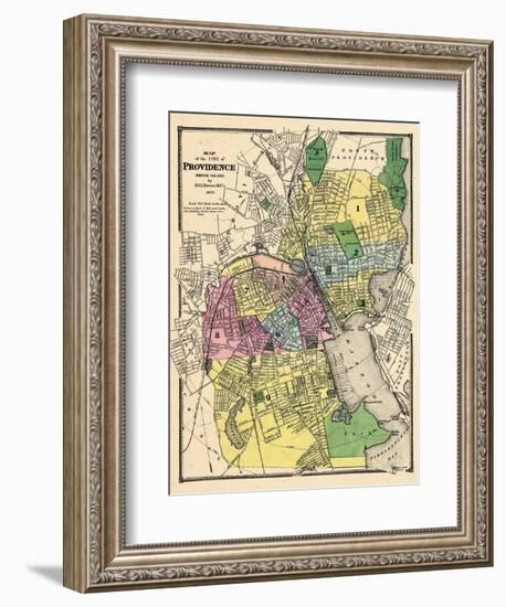 1870, Providence City Map, Rhode Island, United States-null-Framed Giclee Print