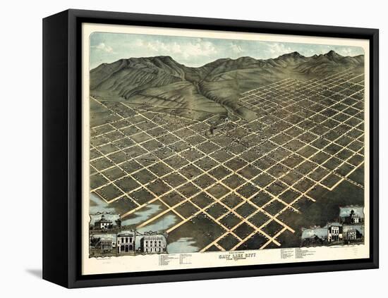 1870, Salt Lake City Bird's Eye View, Utah, United States-null-Framed Premier Image Canvas