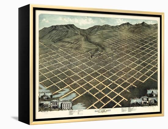 1870, Salt Lake City Bird's Eye View, Utah, United States-null-Framed Premier Image Canvas