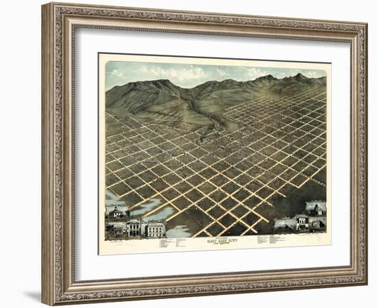 1870, Salt Lake City Bird's Eye View, Utah, United States-null-Framed Giclee Print