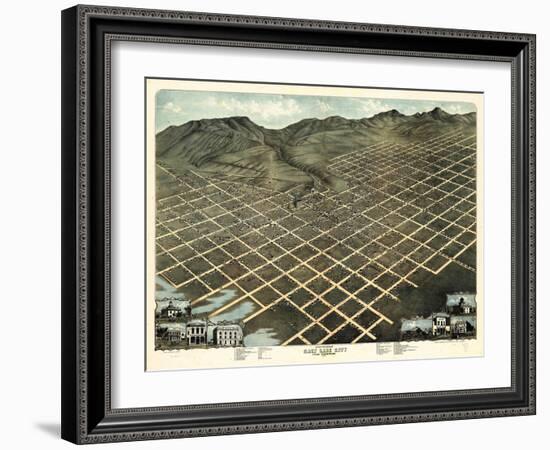 1870, Salt Lake City Bird's Eye View, Utah, United States-null-Framed Giclee Print