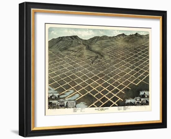 1870, Salt Lake City Bird's Eye View, Utah, United States-null-Framed Giclee Print