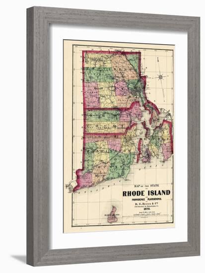 1870, State Map - Rhode Island, Providence and Plantations, Block Island, Rhode Island, United Stat-null-Framed Giclee Print