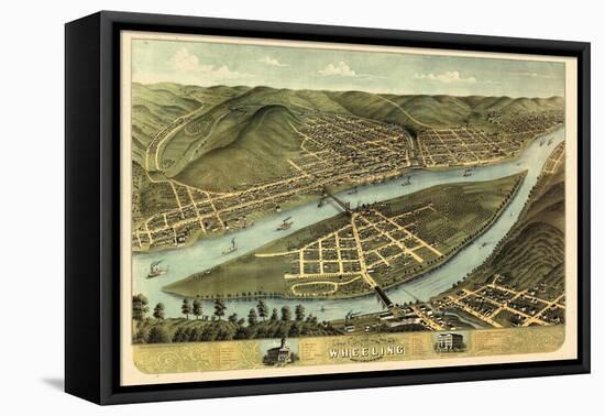 1870, Wheeling Bird's Eye View, West Virginia, United States-null-Framed Premier Image Canvas