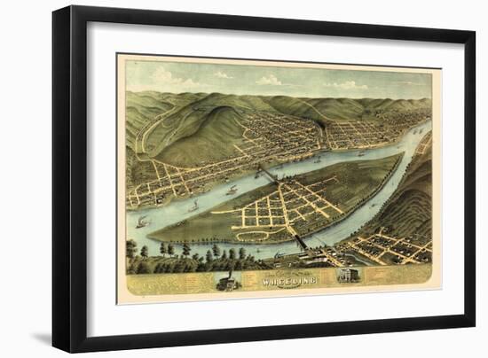 1870, Wheeling Bird's Eye View, West Virginia, United States-null-Framed Giclee Print