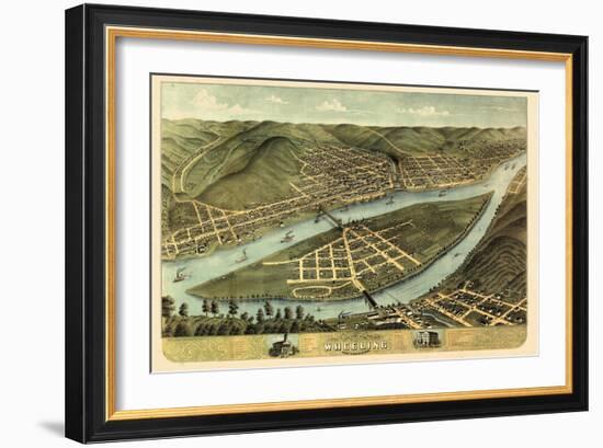 1870, Wheeling Bird's Eye View, West Virginia, United States-null-Framed Giclee Print